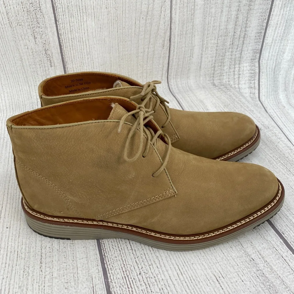 Johnston & Murphy Upton Chukka Boots Mens 10.5 Tan Shearling Nubuck Leather
